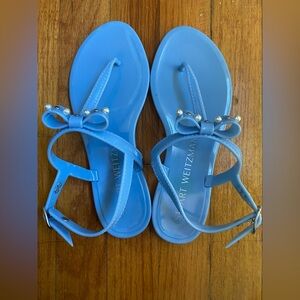 NWOT Stuart Weitzman Light Blue Imitation Pearl Jelly Sandals size 5